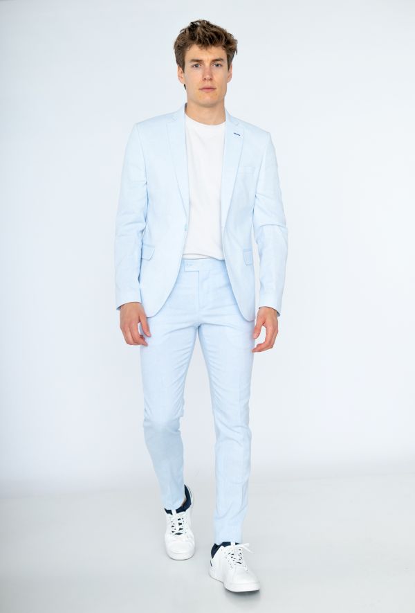 Costume en lin bleu ciel 2 pièces slim fit