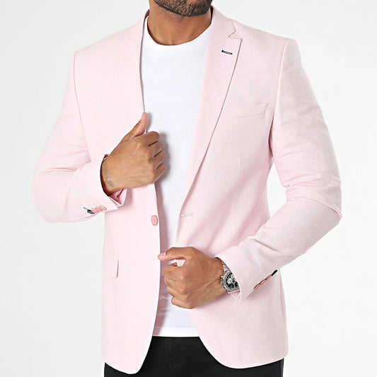 Blazer en lin rose homme Mackten