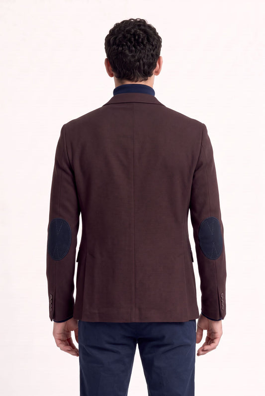 Dos du blazer homme bordeaux avec coudières bleu marine