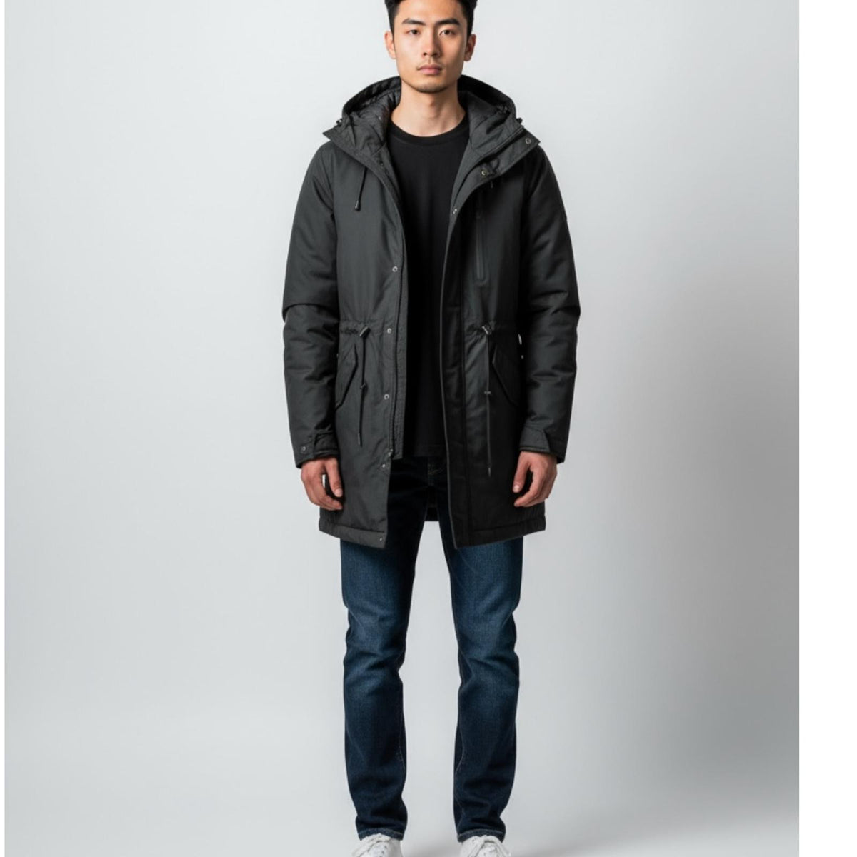 Chic black men's parka
