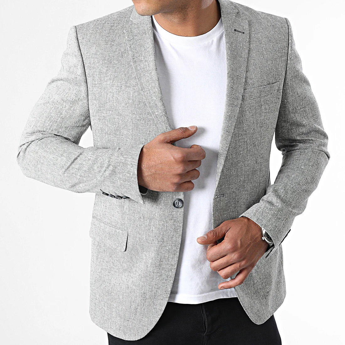 Blazer en lin gris homme Mackten