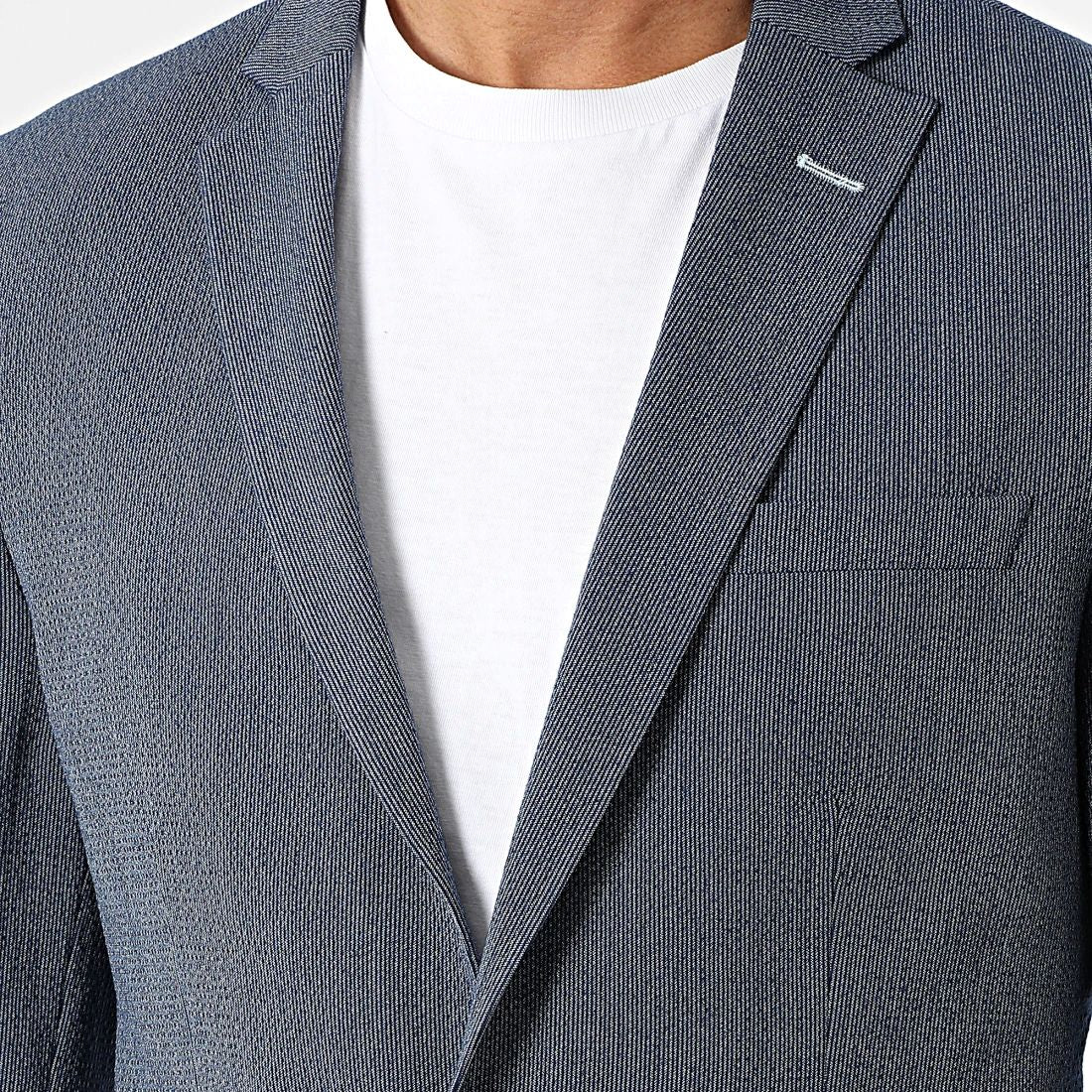 Blazer homme à fine rayures marine et ciel