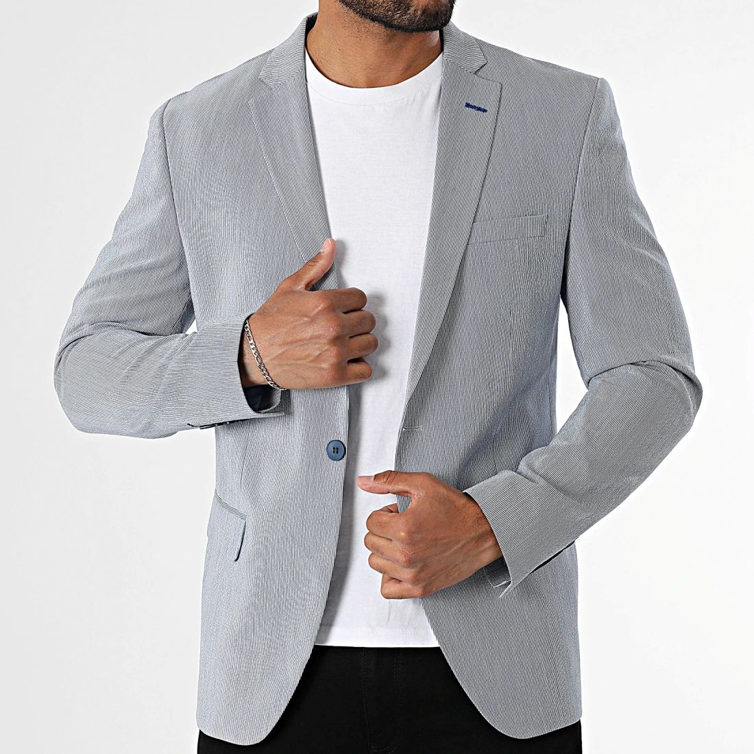Blazer homme à fine rayure ciel