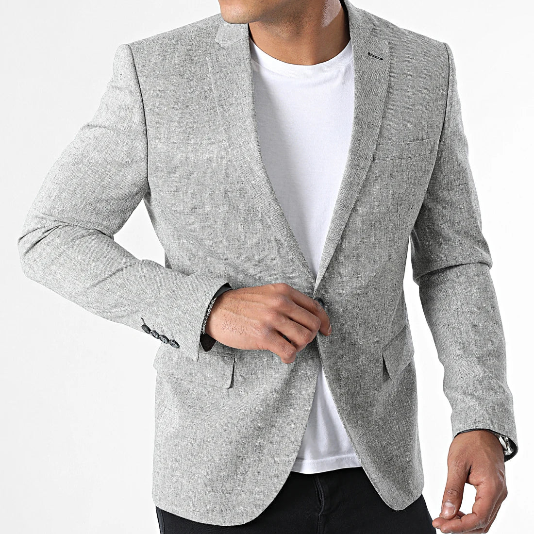 Blazer homme gris en lin Mackten