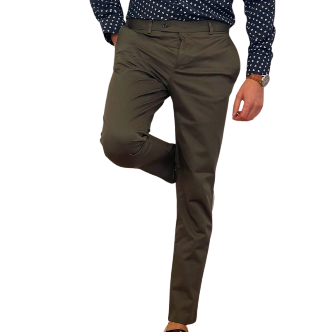 Pantalon Chino Slim Habillé Kaki