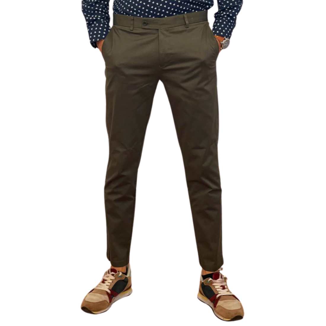 Pantalon Chino Slim Habillé Kaki
