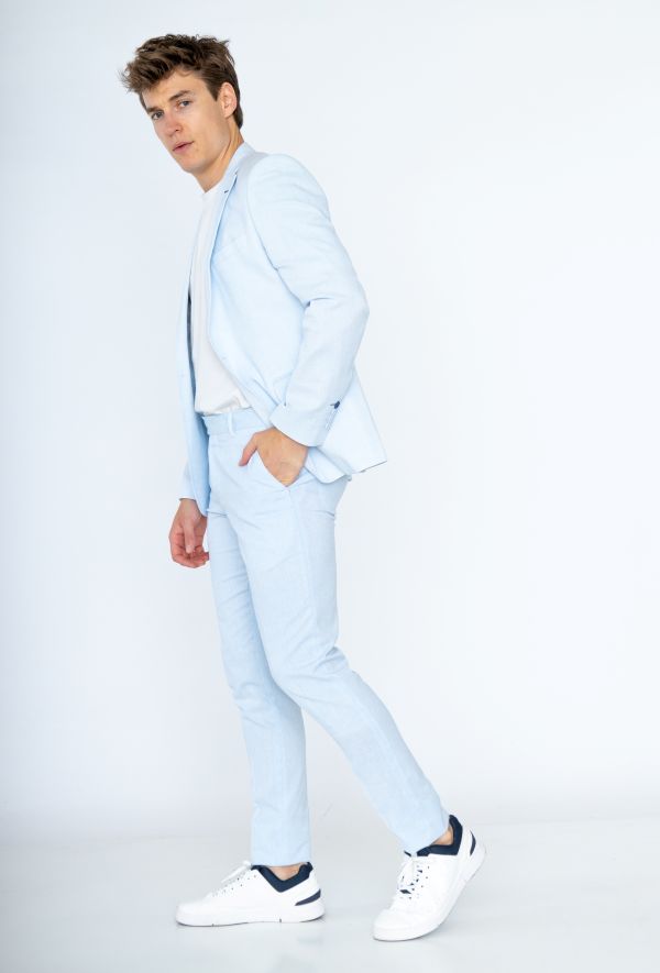 Costume en lin bleu ciel 2 pièces slim fit
