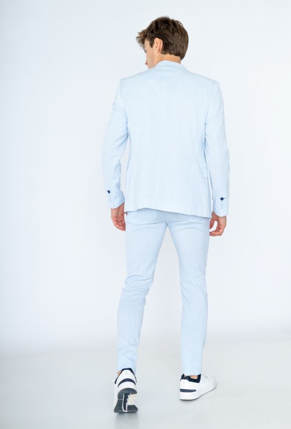 Costume en lin bleu ciel 2 pièces slim fit