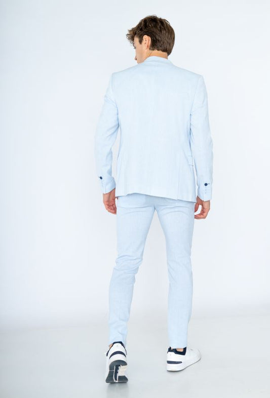 Costume en lin bleu ciel 2 pièces slim fit