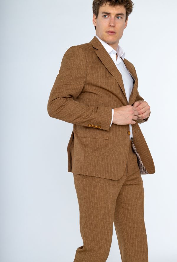 Costume homme marron ajusté Mackten