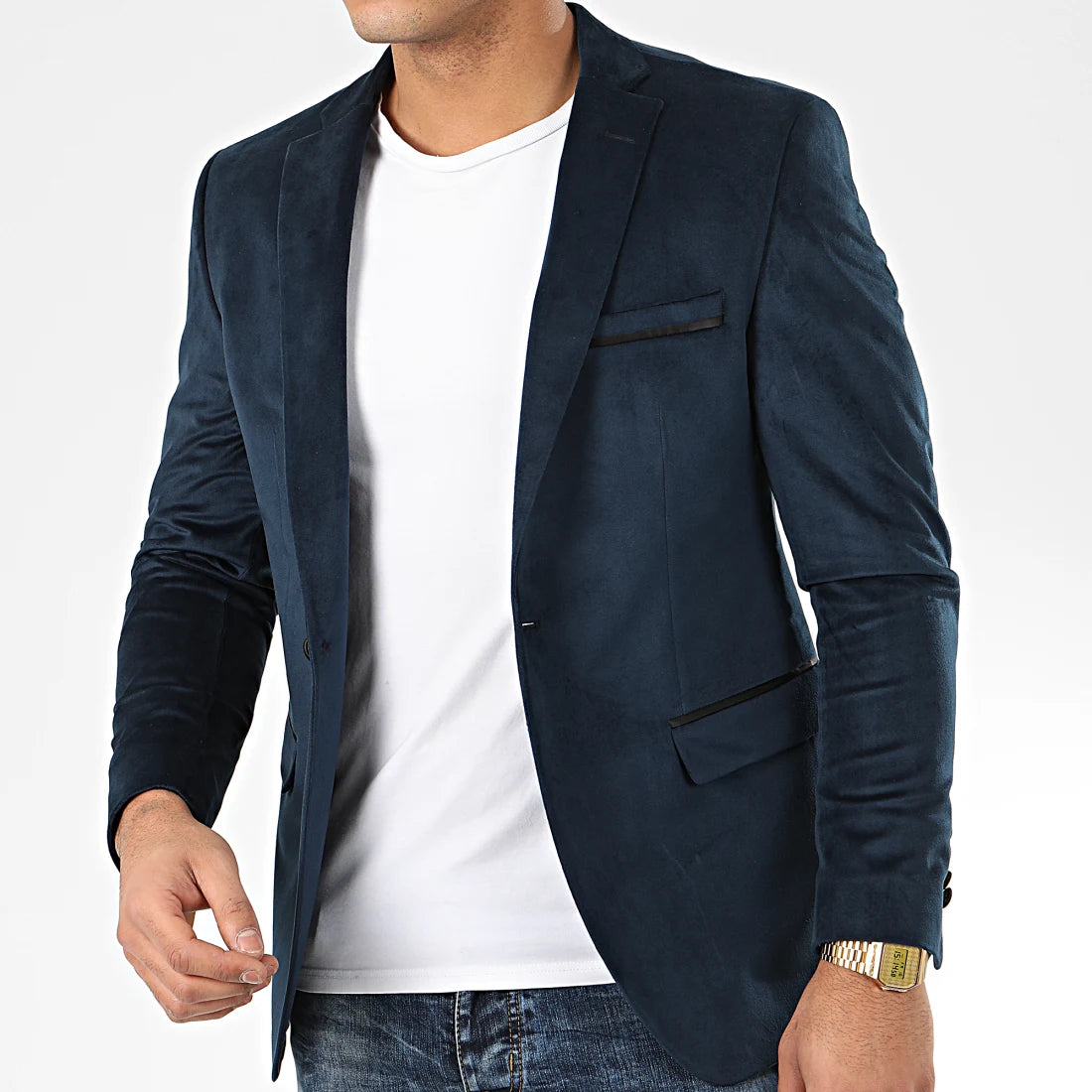 blazer homme velours marine Mackten