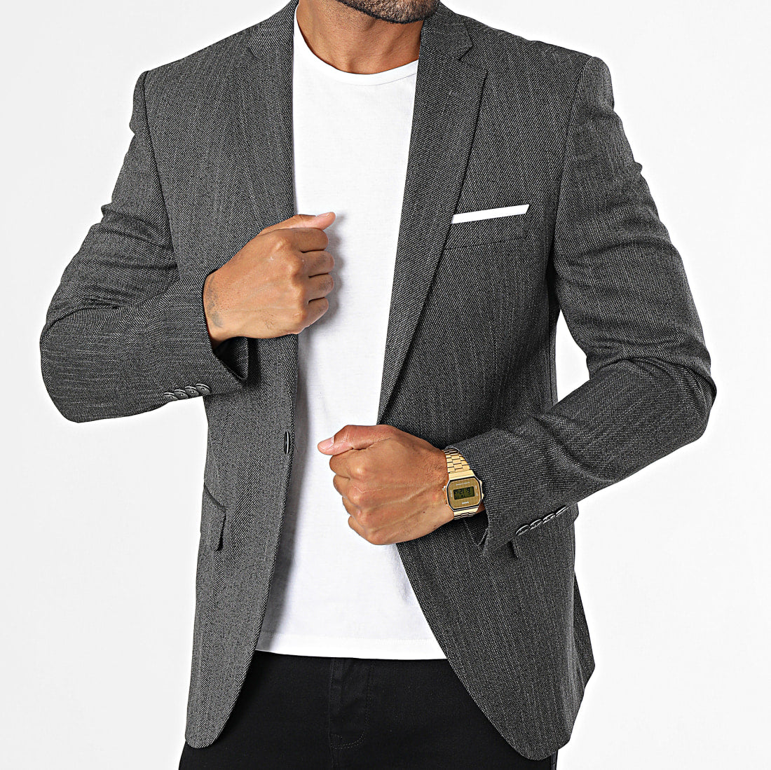 Blazer de hombre gris antracita texturizado