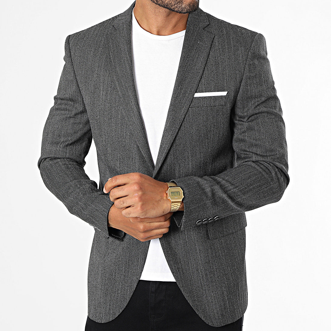 Blazer de hombre gris antracita texturizado