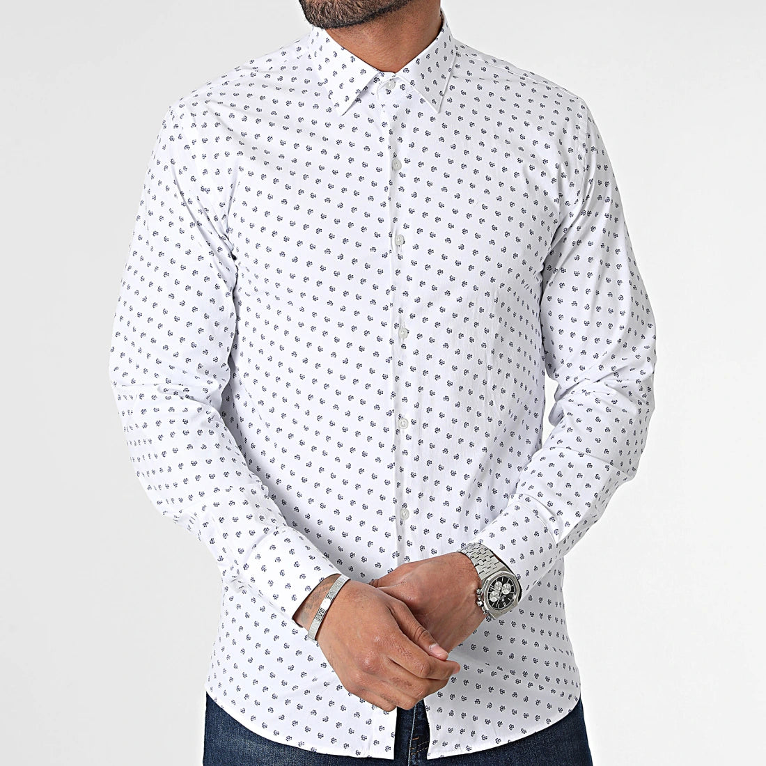 Chemise Imprimees Blanche a Motifs
