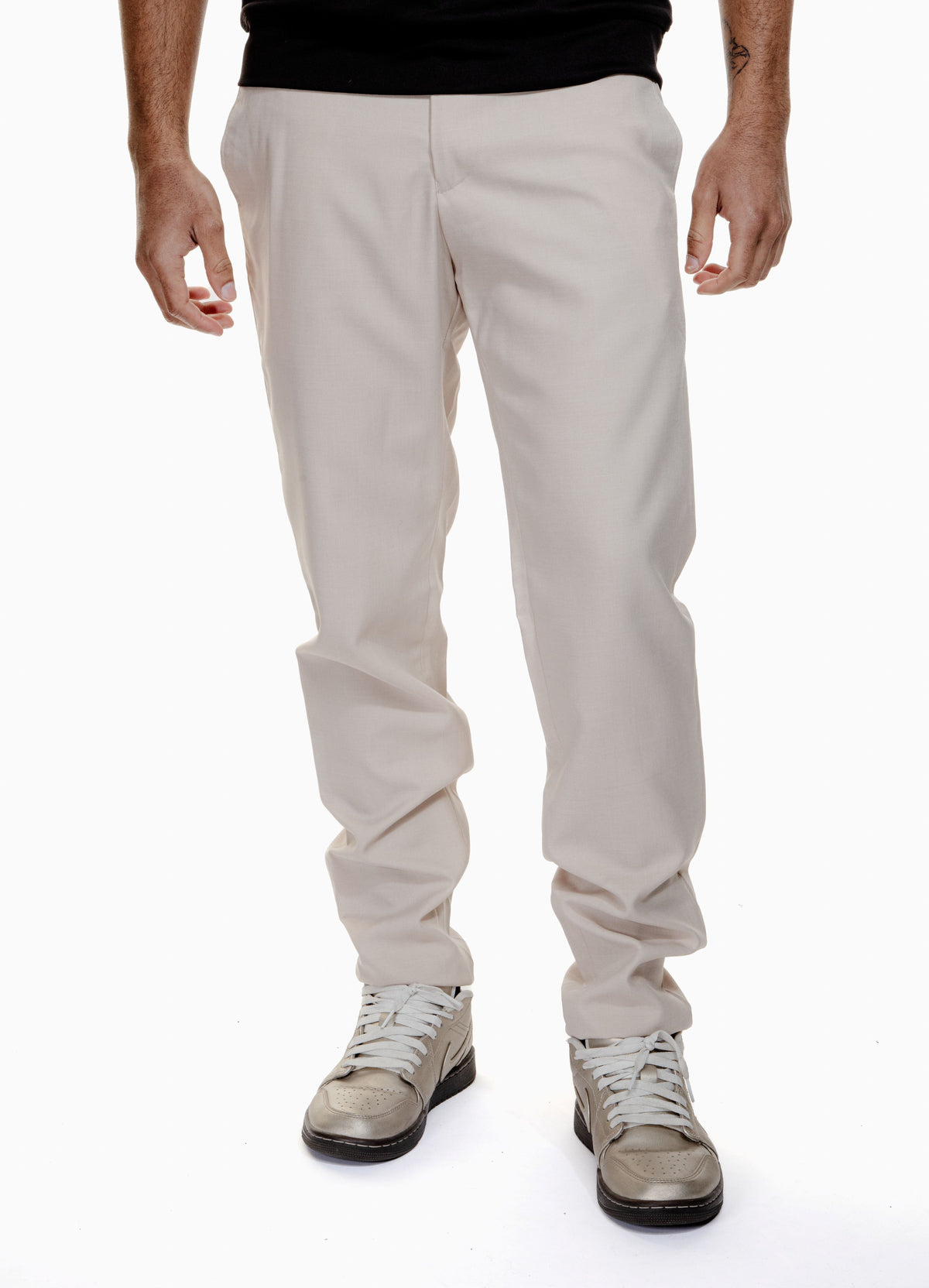 Men's beige fluid loose-fit trousers