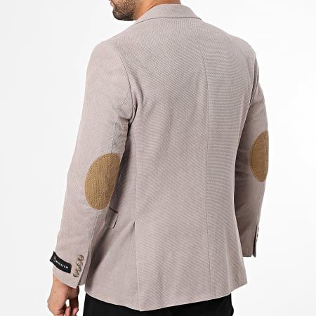 Blazer homme beige à coudiere camel