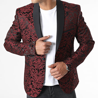 Blazer brodé bordeaux