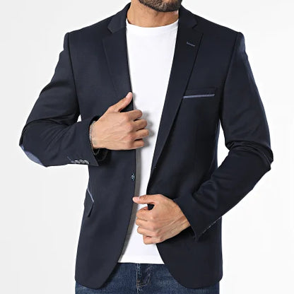 Blazer homme marine a coudière bleu Mackten