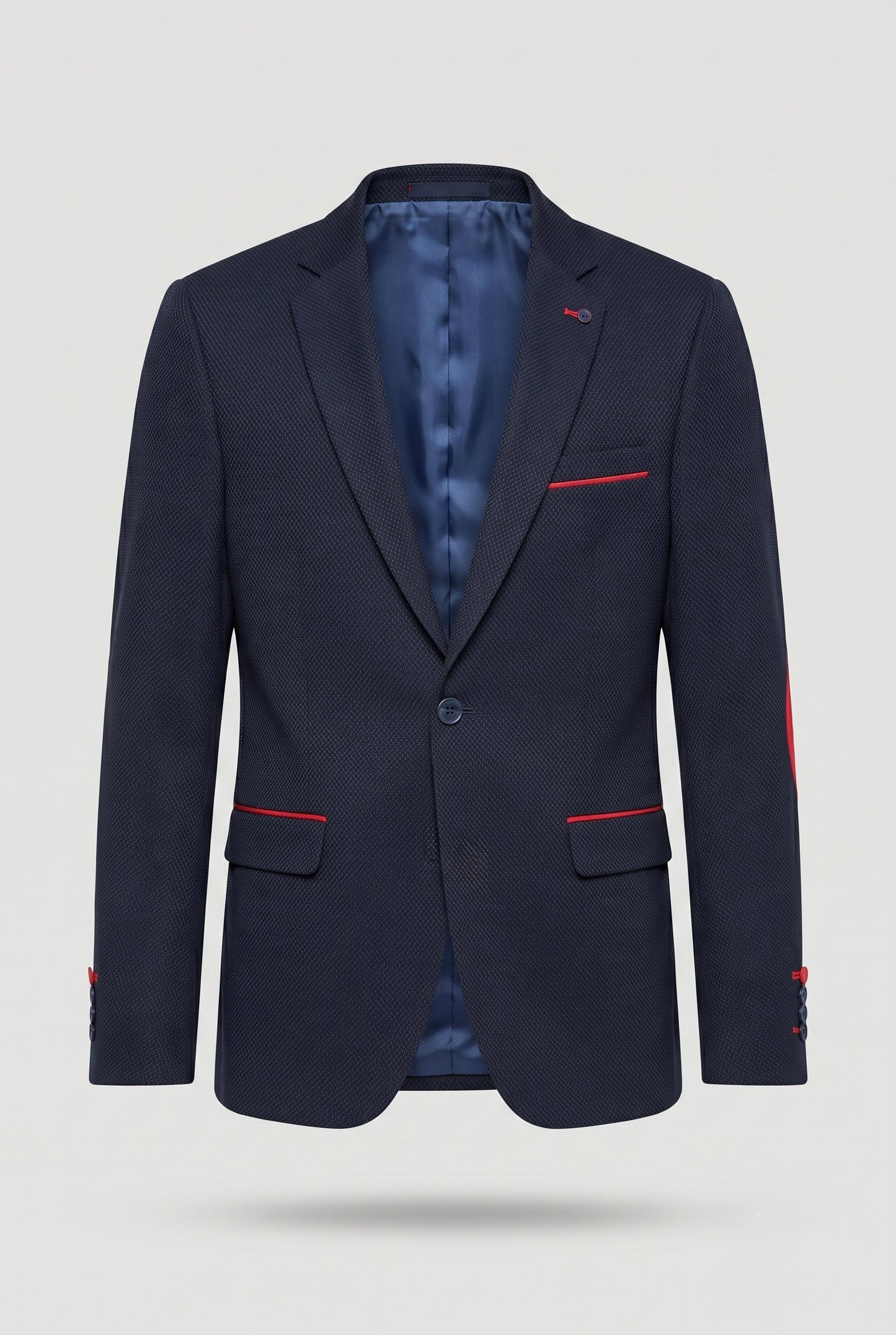 Veste marine avec coudiere rouge Mackten