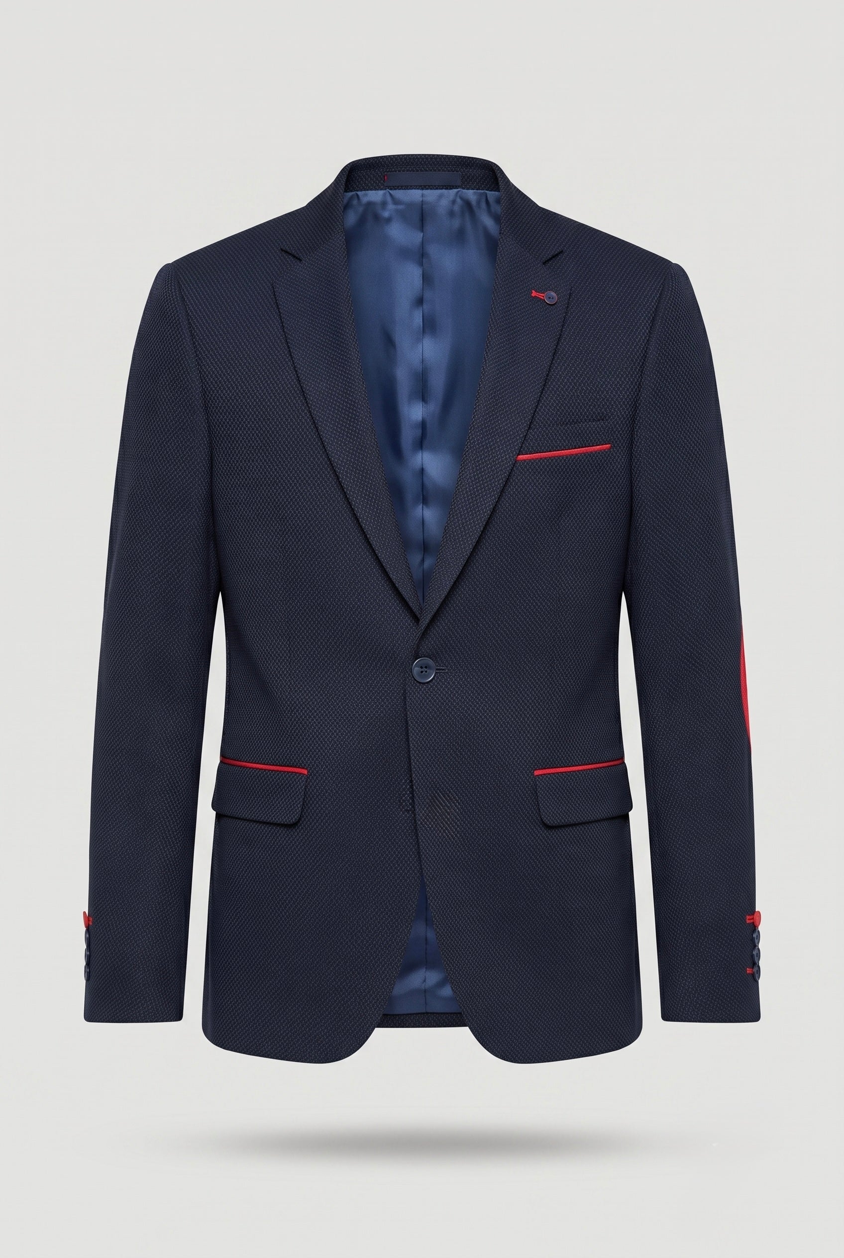 Veste marine avec coudiere rouge Mackten