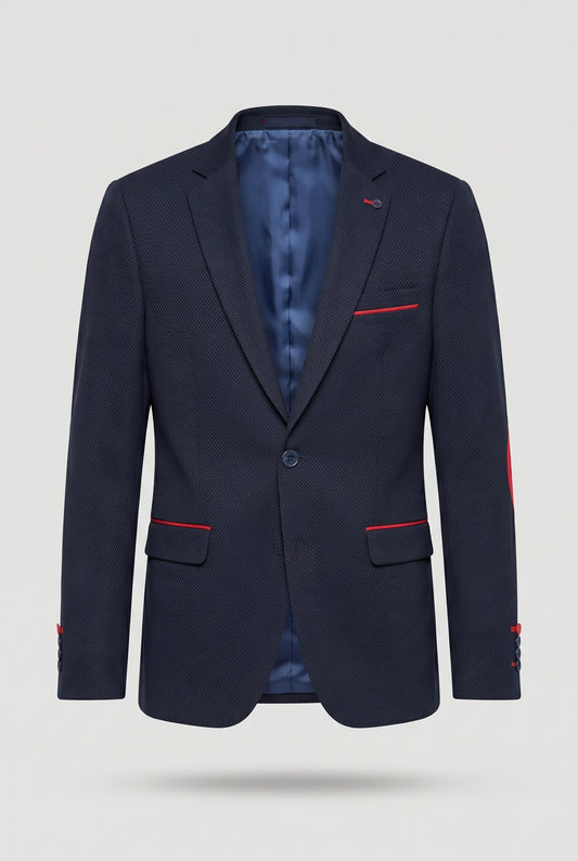 Veste marine avec coudiere rouge Mackten