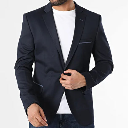 Blazer marine élasthane homme Mackten