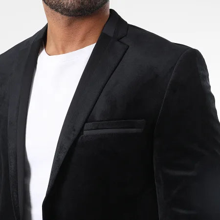 Veste mariage noir velours Mackten