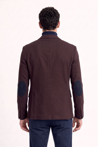 Dos du blazer homme bordeaux avec coudières bleu marine