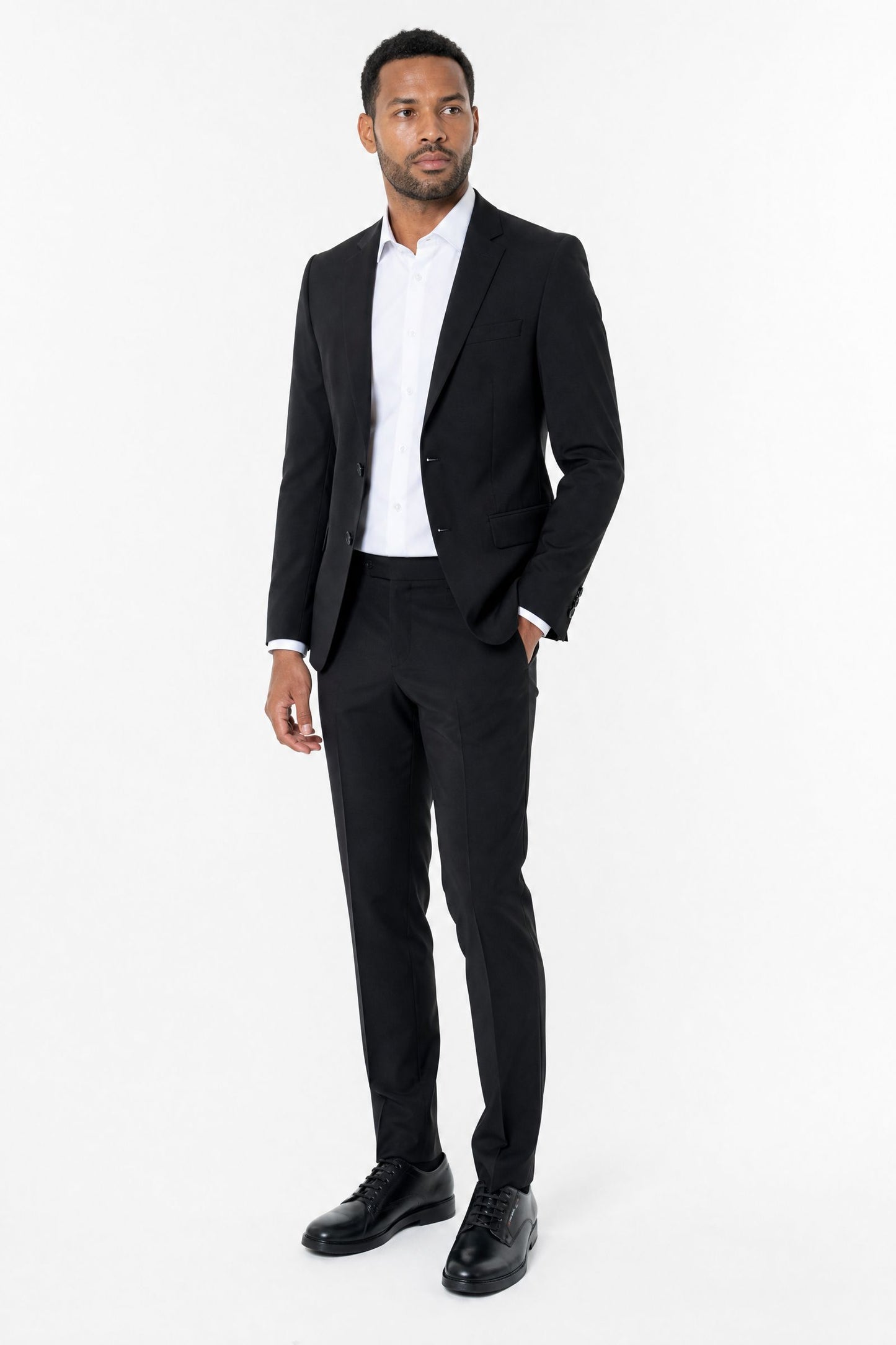 Costume homme noir bi-stretch 2 pièces – Coupe ajustée confort | Mackten