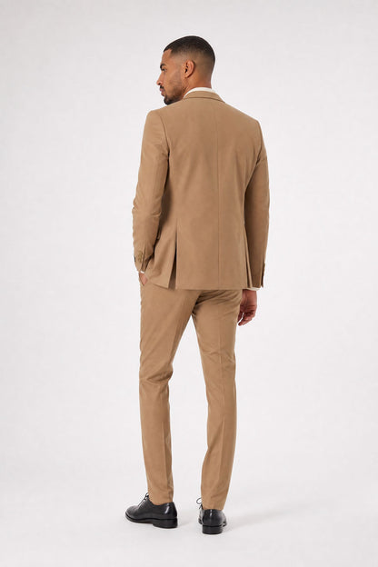 Costume homme camel bi-stretch 2 pièces – Coupe ajustée | Mackten
