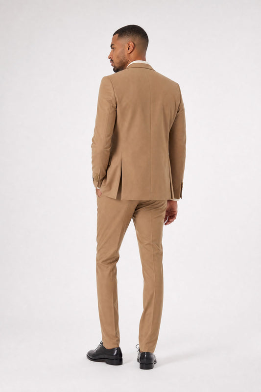 Costume homme camel bi-stretch 2 pièces – Coupe ajustée | Mackten