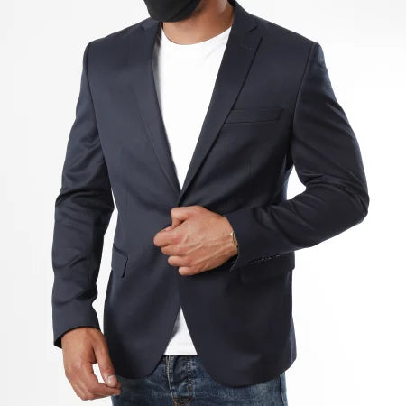 Blazer marine uni homme Mackten