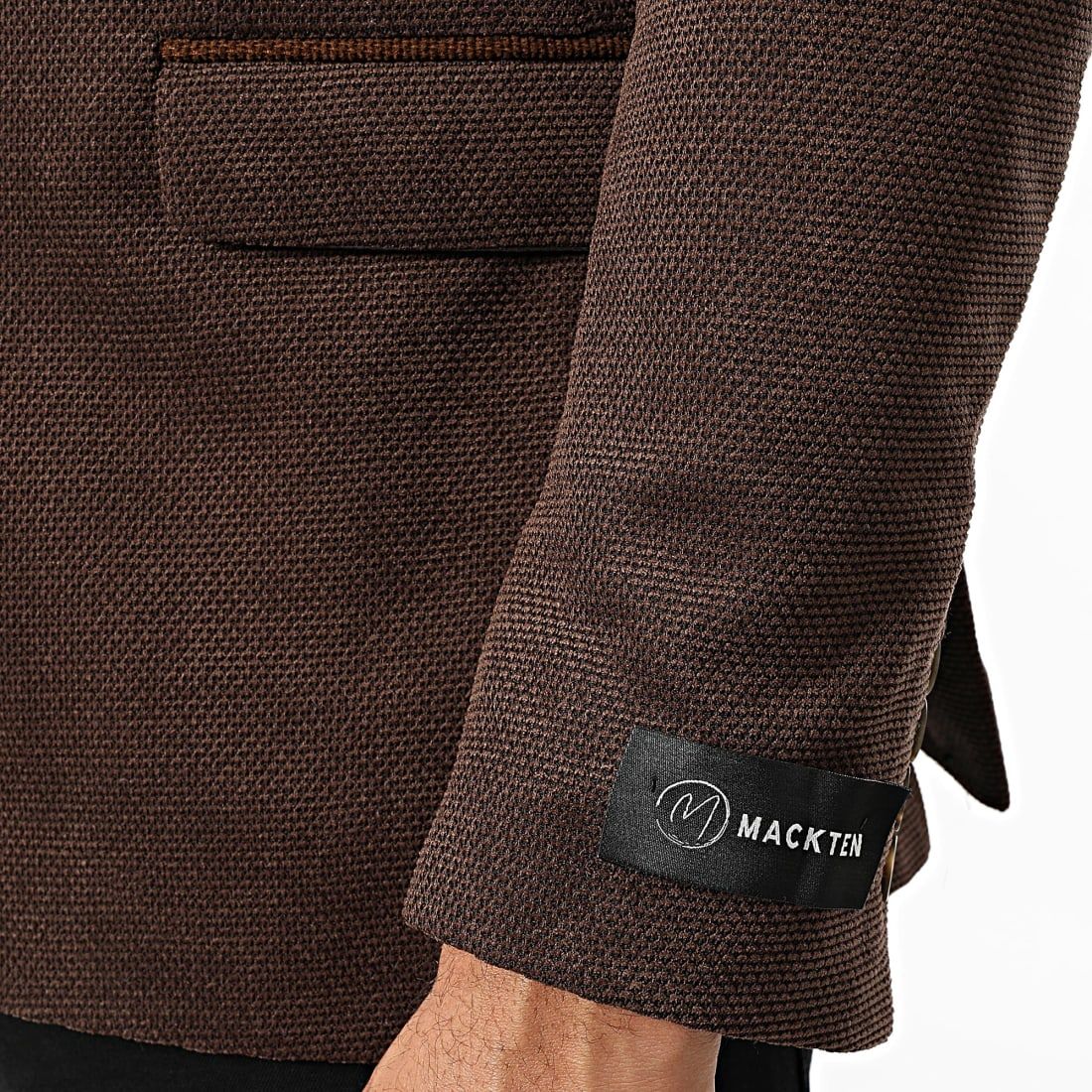 Blazer marron homme à coudières contrastées