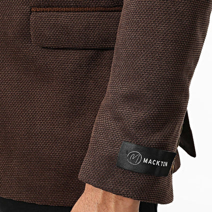 Blazer marron homme à coudières contrastées