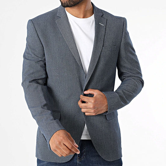 Blazer homme à fine rayures marine et ciel