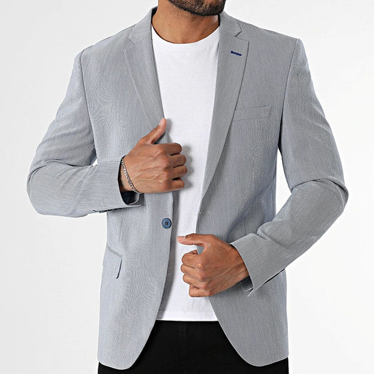 Blazer homme à fine rayure ciel