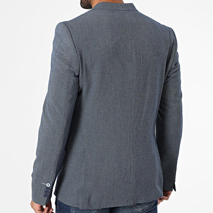 Blazer homme à fine rayures marine et ciel