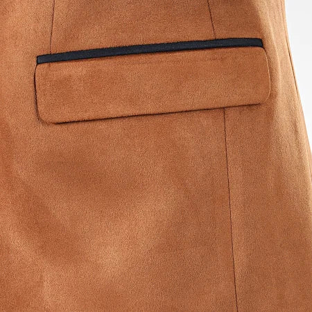Blazer homme en Suédine Camel avec coudière Marine