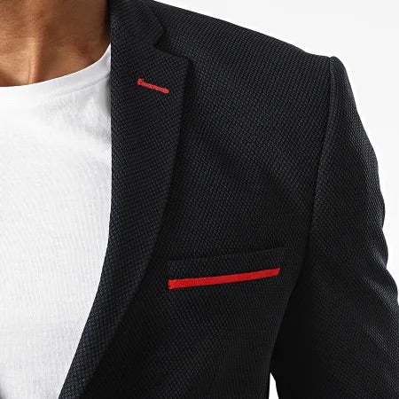 Blazer Marine avec coudière Rouge – Mackten