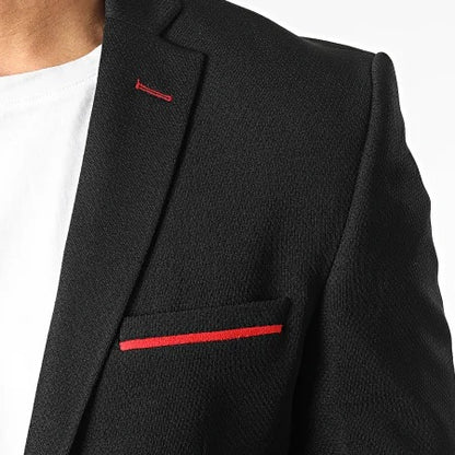 Veste blazer homme noir avec coudière rouge Mackten