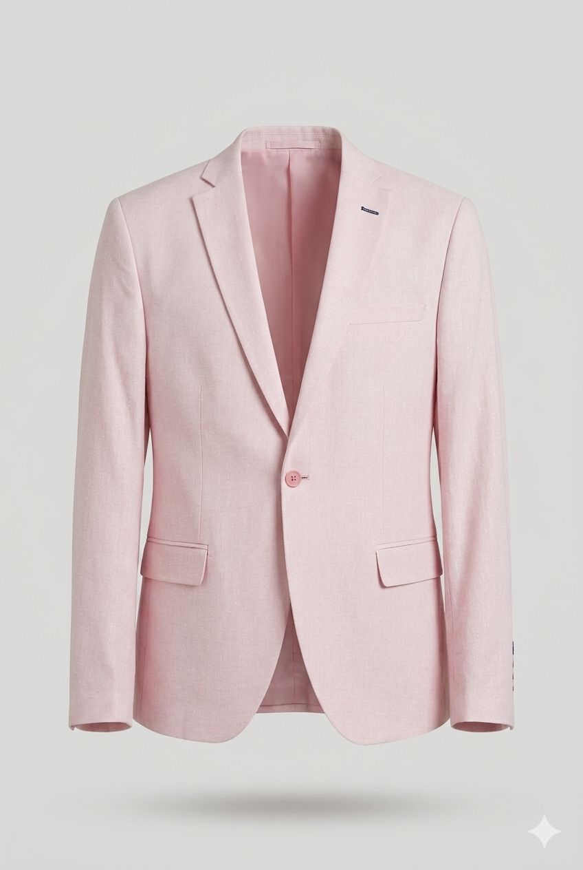 Blazer homme en lin rose