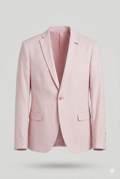 Blazer homme en lin rose