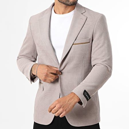 Blazer homme beige à coudiere camel