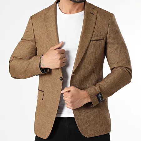 Blazer homme camel à coudières marron