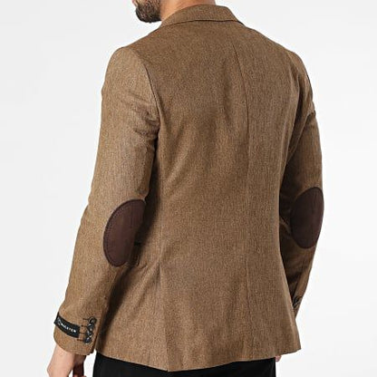 Blazer homme camel à coudières marron