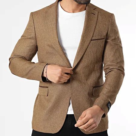 Blazer homme camel à coudières marron