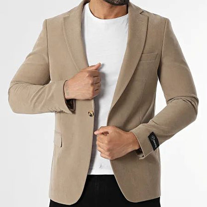 Blazer homme effet velours beige