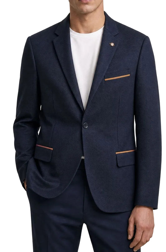 blazer homme beu marine camel coupe ajustée Mackten