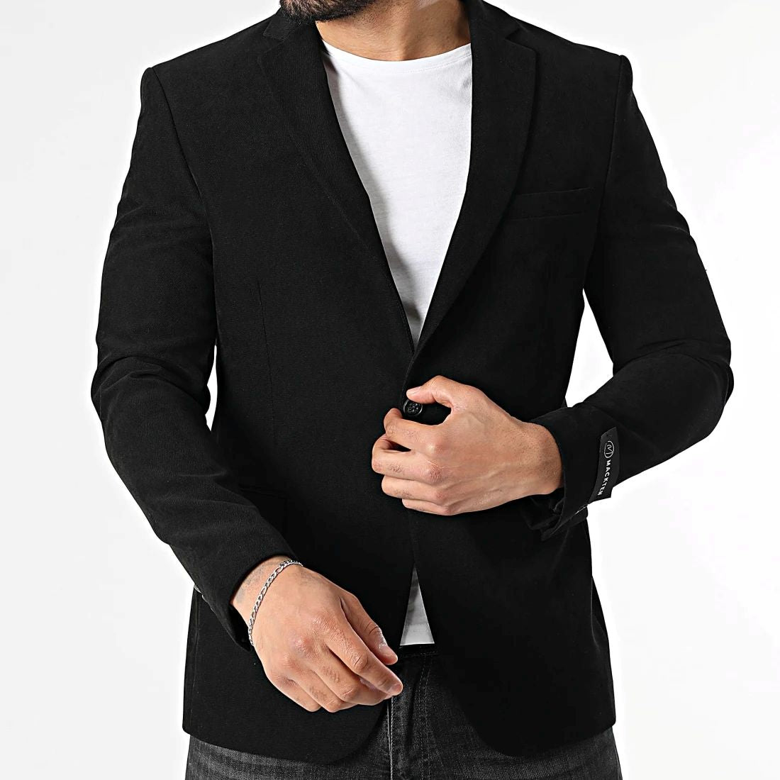 Blazer homme effet velours noir