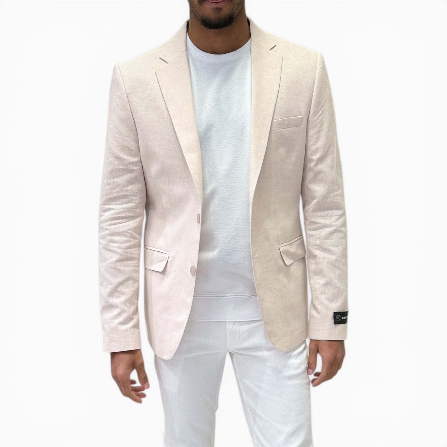 Blazer en lin beige rosé coupe ajustée Mackten